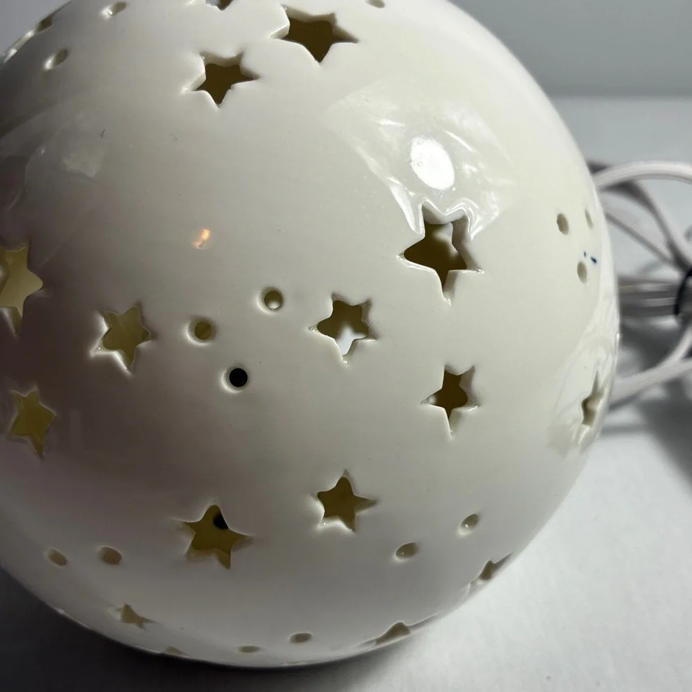 Starry Night Light Ceramic White Globe Lamp - Picture 7 of 11